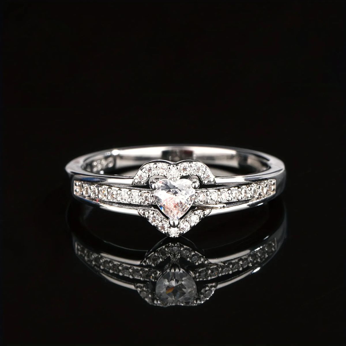 Hot Selling Double Peach Heart Design Ring For Women, Full Of Diamonds Inlaid With Zircon, Sweet And Exquisite Fashion Ring_ipsvogv.com