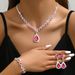 Hot Selling Full Diamond Large Water Drop Crystal Necklace Earrings Bracelet Jewelry Three-Piece Set_ipsvogv.com