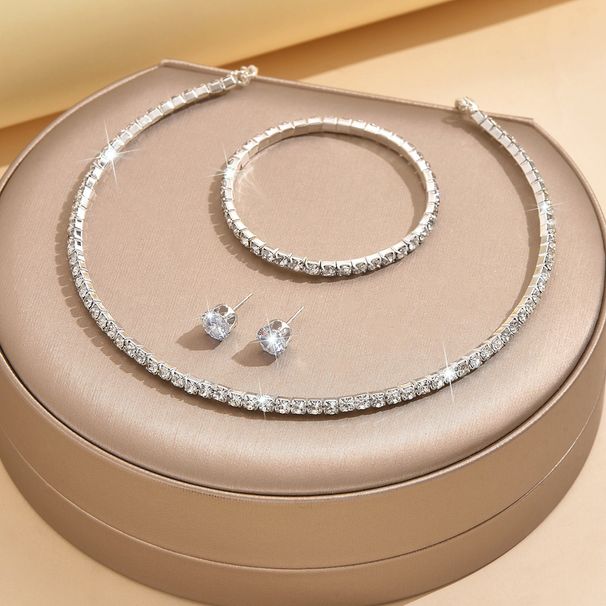 Women’s Jewelry Set Fashion Fashion Full Diamond Necklace Bracelet Earrings Ring Versatile Bride Wedding Jewelry Set_ipsvogv.com