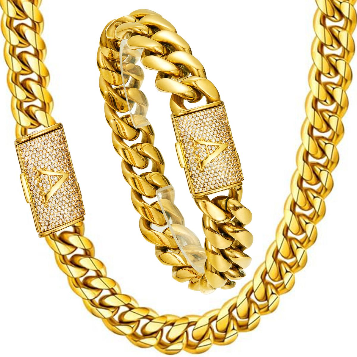 26 Letter Flip Button Necklace For Men's Jewelry, Gold Stainless Steel Thin Design, Encrypted Chain, Cuban Chain_ipsvogv.com
