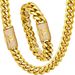 26 Letter Flip Button Necklace For Men's Jewelry, Gold Stainless Steel Thin Design, Encrypted Chain, Cuban Chain_ipsvogv.com