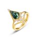 Natural Water Grass Agate Combination Ring Women's S925 Silver Geometric Green Moss Stone Ring Light Luxury_ipsvogv.com