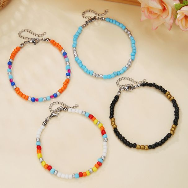 Bohemian Style Mixed Color Beaded Rice Bead Bracelet Anklet Bohemian Style Multi Layered Rice Bead Bracelet_ipsvogv.com