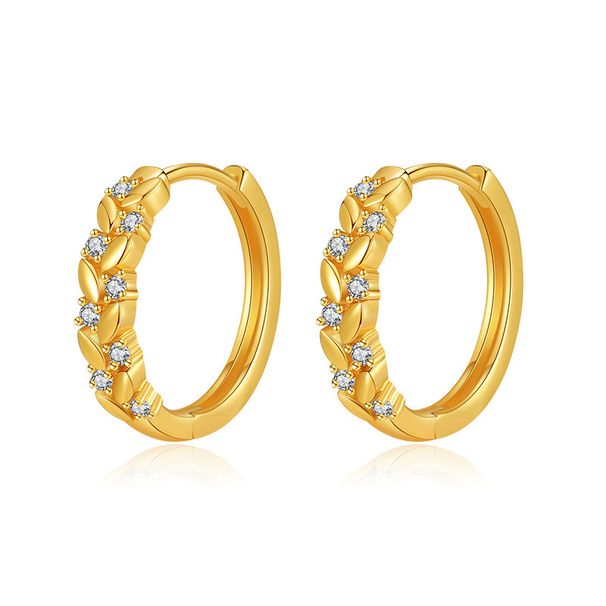 K gold plated environmentally friendly color preserving wheat ear earrings with plant leaf design and exquisite zircon ear clips_ipsvogv.com
