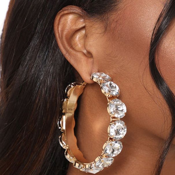 New Accessories Trendy Round Rhinestone Earrings European And American Fashion Nightclub Wind Super Flash Earrings Earrings_ipsvogv.com