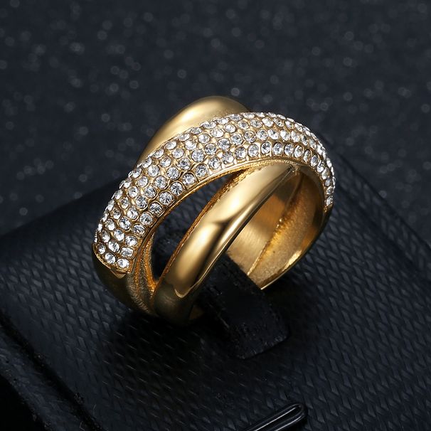 New Hip-Hop Fashion Exquisite Light Luxury Titanium Steel Gold-Plated Diamond-Studded Triple Ring_ipsvogv.com