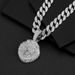 Cool full diamond personality three dimensional lion head pendant Cuban necklace Street hip hop style_ipsvogv.com