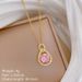 【 】 Pink Bazi Water Drop Light Luxury Charm Gorgeous Full Diamond Necklace Women's Versatile Clavicle Chain Titanium_ipsvogv.com