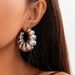 Exaggerated French Style Round Metal Earrings, Minimalist And Niche, Irregular Texture Earrings_ipsvogv.com