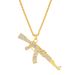 Punk Hip-hop Full Diamond Submachine Necklace Creative Personality Gun AK Pendant Jewelry For Men And Women_ipsvogv.com