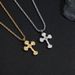 Hip hop cross zircon pendant personality men's necklace titanium steel necklace does not fade female summer accessories_ipsvogv.com