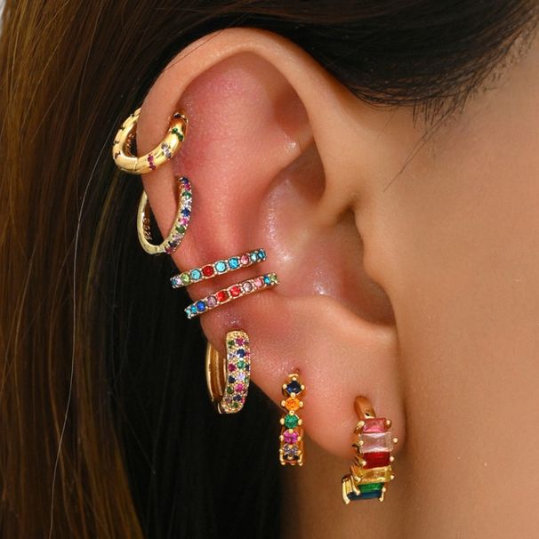 Women’s Jewelry Set Fashion New Copper Plated Real Gold Earrings For Women, Niche Design, Inlaid With Colored Diamonds Ladies' Temperament Earrings_ipsvogv.com