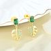 Earrings ear hooks sterling silver gold plated green zircon leaf earrings for women_ipsvogv.com
