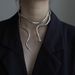Snake Shaped Necklace For Men Women, Cool And Exaggerated, Niche Personality Design, Adjustable Shape Collar Jewelry_ipsvogv.com