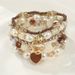 5-piece Pearl Handmade Bead Women's Bohemian Fashion Peach Heart Bracelet Set_ipsvogv.com