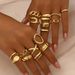Geometric Light Luxury Style Ladies' Heart Design Open Ring Personality Niche Design Ring Set All Match_ipsvogv.com