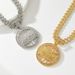 Jewelry hip hop Da Vinci round pendant with diamond personality Cuban chain accessories_ipsvogv.com