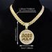 INS English Letter Full Diamond Hip-Hop Pendant Necklace Cuban Chain Men's Trendy Jewelry_ipsvogv.com