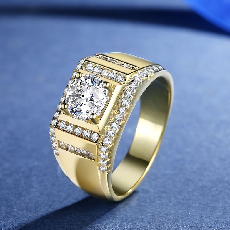 MJZ015 Full Bold 1.25-Carat Diamond Plated With White Gold, Elegant Men's Ring_ipsvogv.com