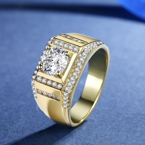 MJZ015 Full Bold 1.25-Carat Diamond Plated With White Gold, Elegant Men's Ring_ipsvogv.com