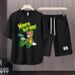 Men's Clothing 2024 Waffle Casual Summer Suit Men's Loose Teen Short sleeved T shirt Shorts Handsome Two piece Suit_ipsvogv.com