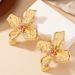Exaggerated Three-Dimensional Metal Texture Wrinkled Four-Petal Large Flower Elegant Light Luxury High-End Women's_ipsvogv.com