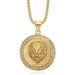 Hip Hop New Animal Jewelry Titanium Steel Vacuum Gold Plated Diamond-Studded Lion Head Pendant Necklace_ipsvogv.com