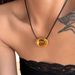 Unisex Autumn And Winter INS Gold Plated Titanium Steel Polished Circle Leather Rope Gold And Silver Necklace_ipsvogv.com