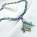 Rhinestone Pendant Necklace 9mm Width Iridescence Mens Women Freemasonry Masonic Mason Stainless Steel_ipsvogv.com