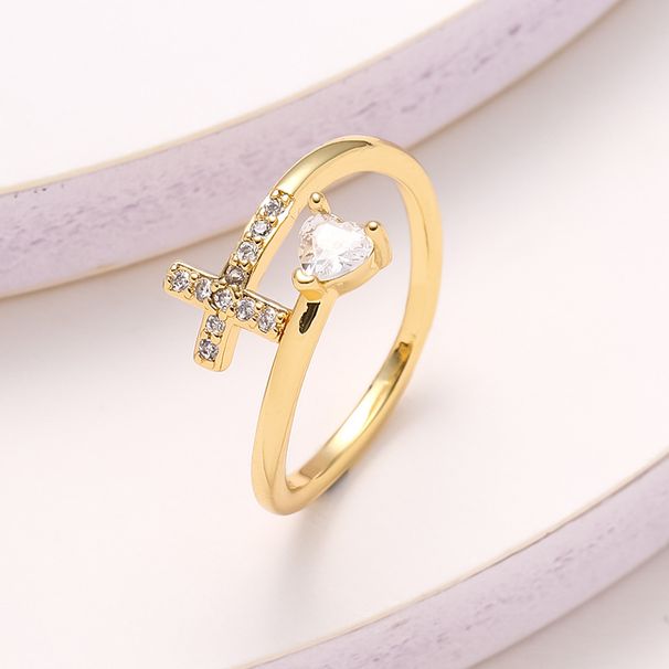Sedoni Fashion Copper Plated True Gold Micro Inlaid Zircon Cross Women's Open Ring_ipsvogv.com