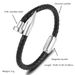 Stainless steel handmade men's black magnetic buckle nail leather rope bracelet_ipsvogv.com