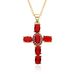 New Copper Micro Inlaid Zircon Necklace Multi Color Cross Pendant Hip Hop Necklace Clavicle Chain_ipsvogv.com