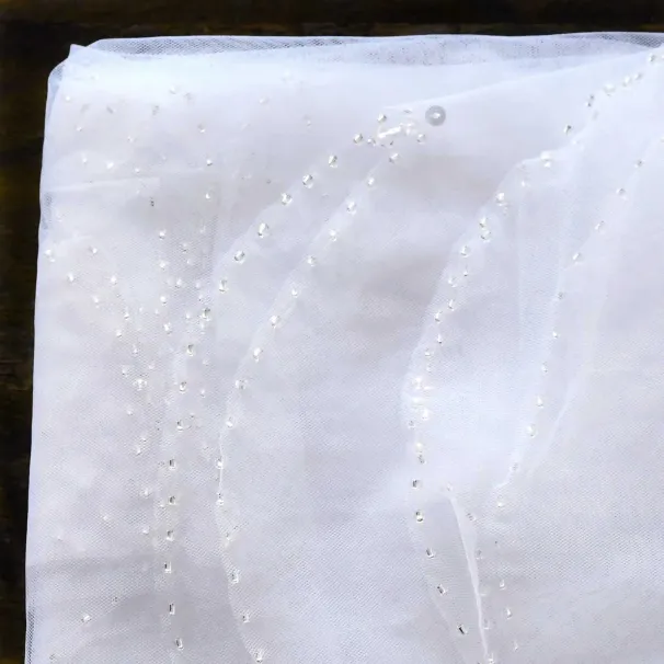 Hair Jewelry V118 1T Pearls Bridal Fingertip Scalloped Edge Rhinestones Crystal Wedding Veil With Comb Short Elegant_ipsvogv.com