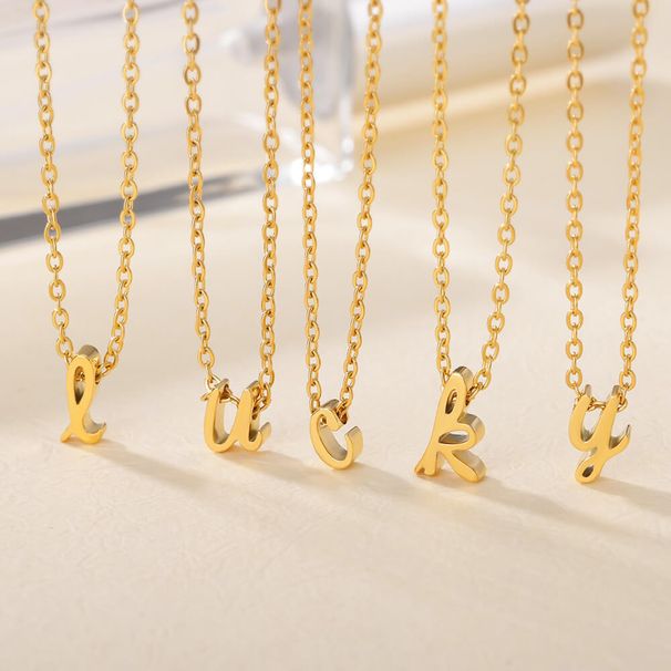 new lowercase letter necklace hollow stainless steel necklace small letter pendant_ipsvogv.com