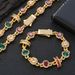 Men's Jewelry Set Hip Hop Colored Gemstone Jewelry Men's Necklace Light Luxury High End Jewelry Zircon Bracelet Accessories_ipsvogv.com