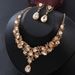 Rhinestone Bride Necklace And Earring Set For Banquet Party Exaggerated Fashion Women's Dress Accessories_ipsvogv.com