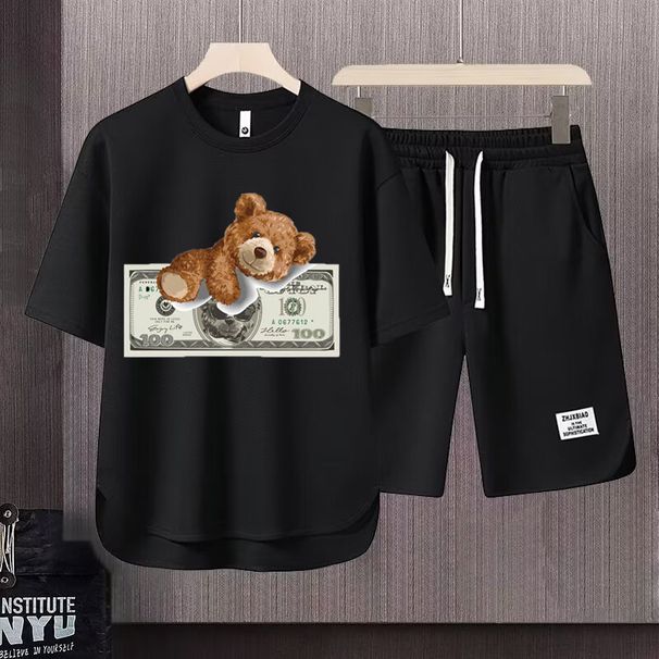 Men's Clothing 2024 Waffle Casual Summer Suit Men's Loose Teen Short sleeved T shirt Shorts Handsome Two piece Suit_ipsvogv.com
