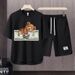 Men's Clothing 2024 Waffle Casual Summer Suit Men's Loose Teen Short sleeved T shirt Shorts Handsome Two piece Suit_ipsvogv.com