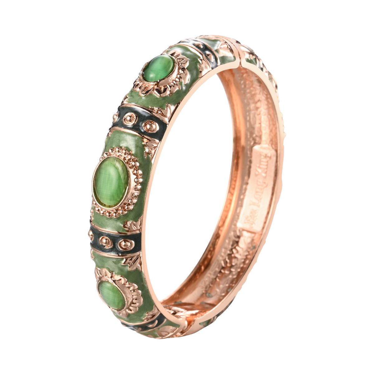 Alloy Enamel Open Bracelet Jewelry Retro Cat's Eye Stone Color Matching Bracelet Female Bohemian Style_ipsvogv.com