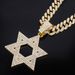 Unisex Rap Full Diamond Hollow Six Pointed Star Pendant David Star Hip Hop Jewelry Necklace_ipsvogv.com