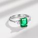 New S925 Silver Ring Women's Simple Princess Square Cultivated Emerald Fashion Gemstone Bracelet_ipsvogv.com