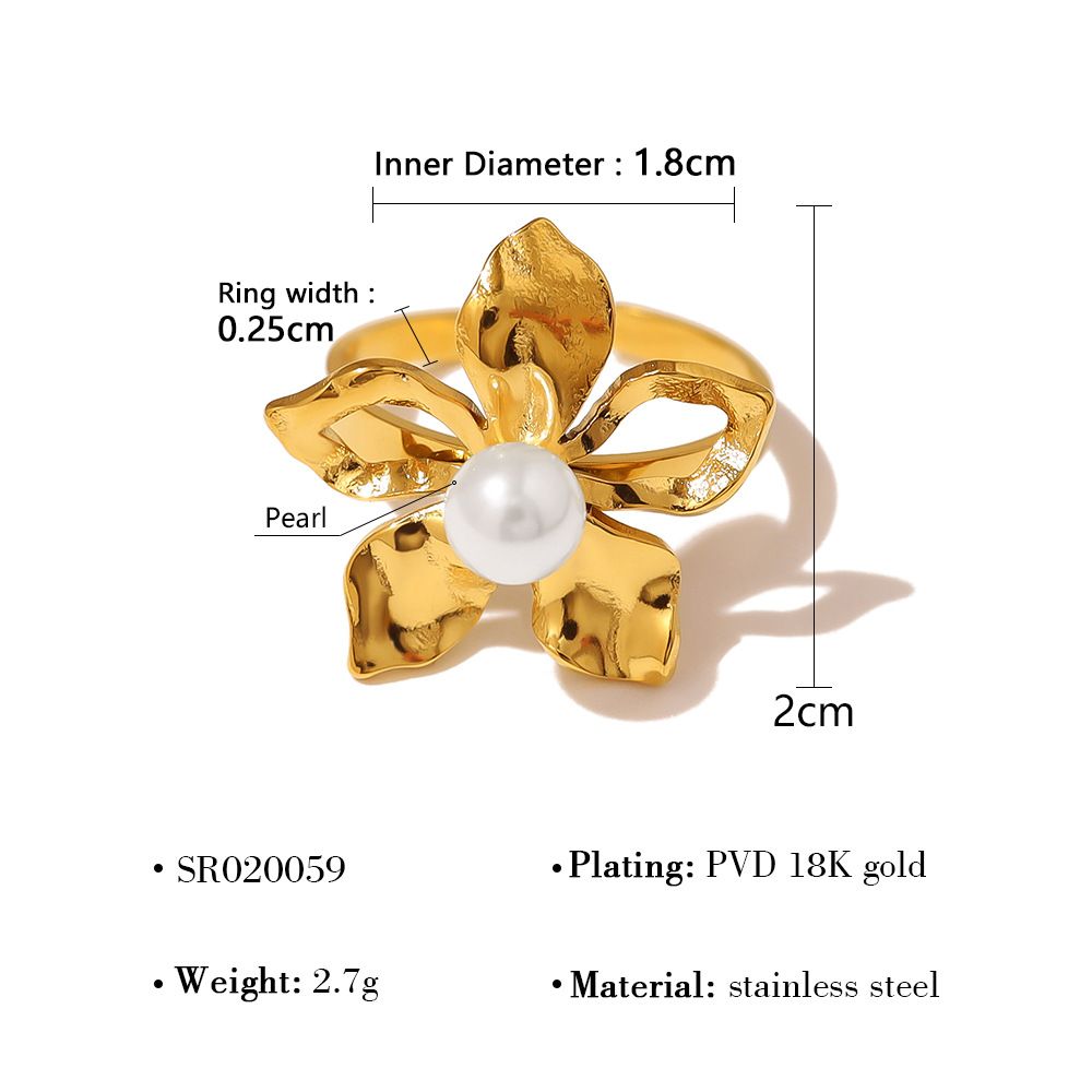 Stainless Steel Flower Pearl Hand Jewelry K Titanium Steel High Grade Ins Style Flower Earrings Ear Jewelry Set_ipsvogv.com