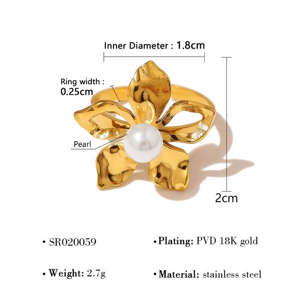 Stainless Steel Flower Pearl Hand Jewelry K Titanium Steel High Grade Ins Style Flower Earrings Ear Jewelry Set_ipsvogv.com