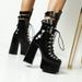 Women's Shoes Chunky heel high heel thick soled long boots leather black square toe belt buckle long boots plus velvet warm cotton shoes high boots_ipsvogv.com