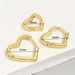 Women’s Jewelry Set Fashion Hot Sale Real Gold Brass Electroplating Simple And Versatile Golden Heart Shaped Three Piece Earrings And Ear Buckles_ipsvogv.com