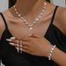 Women’s Jewelry Set Fashion Popular Wedding Photography Ladies Pearl Diamond/rhinestone Silver Necklace Earrings Bracelet Ladies Set_ipsvogv.com