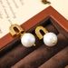 Silver Needle Wind Micro Inlaid Zircon Horseshoe Buckle Pearl Women's Light Luxury High End Earrings Winter_ipsvogv.com