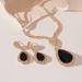 Vintage diamond-encrusted oval water drop stud earrings necklace 2-piece French court style light luxury premium set_ipsvogv.com