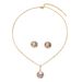 2024 New Style Women's Drip Oil Necklace Set with Pearl Inlay, Unique Flower Design, Versatile Earrings_ipsvogv.com