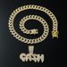 Hip Hop GASH Full Diamond Letter Pendant Necklace Men's Punk Style Cuban Chain Accessories_ipsvogv.com